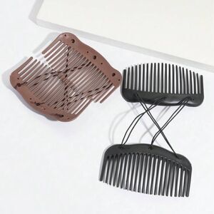 Black Double Hair Comb Elastic Bun Updo